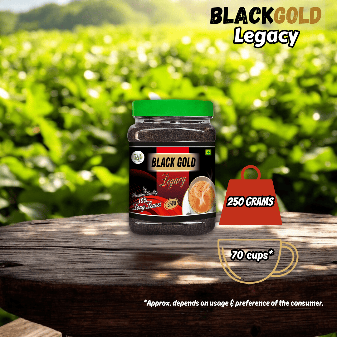 BlackGold Legacy 250g Premium Chai with 15% Long Leaves | Pack of 42 pieces | For Retailers and Wholesalers | Net Wt. 12kg