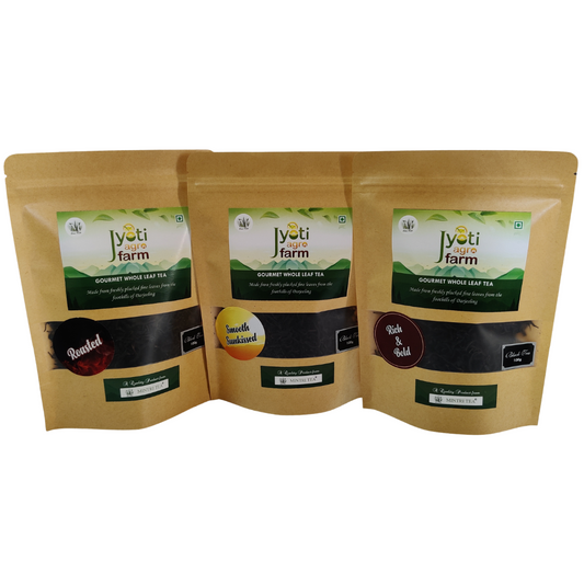 MINTRI TEA Premium Orthodox English Black Tea Combo | From the Foothills of Darjeeling | Roasted, Smooth Sunkissed, Rich&Bold | Jyoti Agro Farm 100g packs (3 packs)