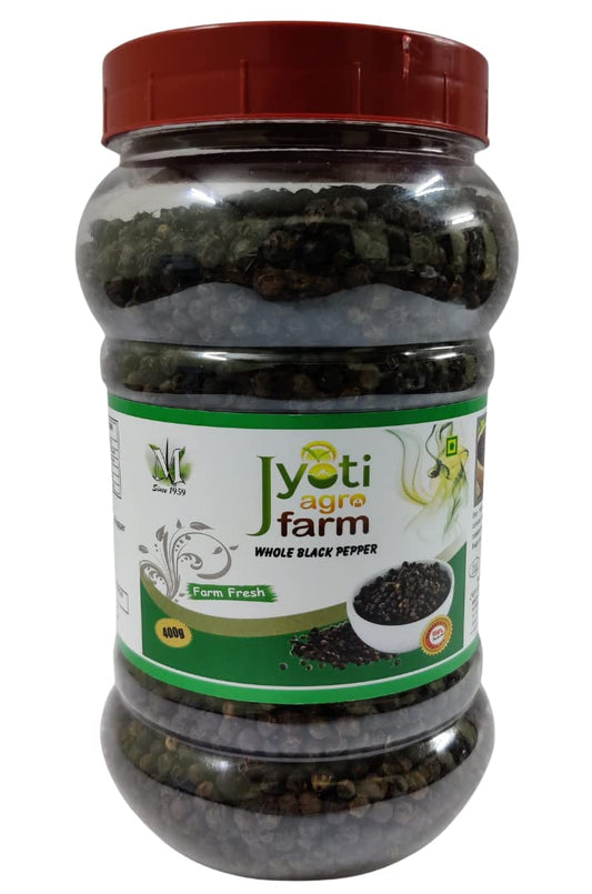 Black Pepper (Kali mirch) Whole | Jyoti Agro Farm| From the foothills of Darjeeling | 400g
