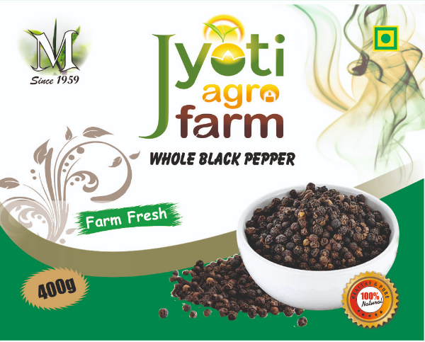 Black Pepper (Kali mirch) Whole | Jyoti Agro Farm| From the foothills of Darjeeling | 400g